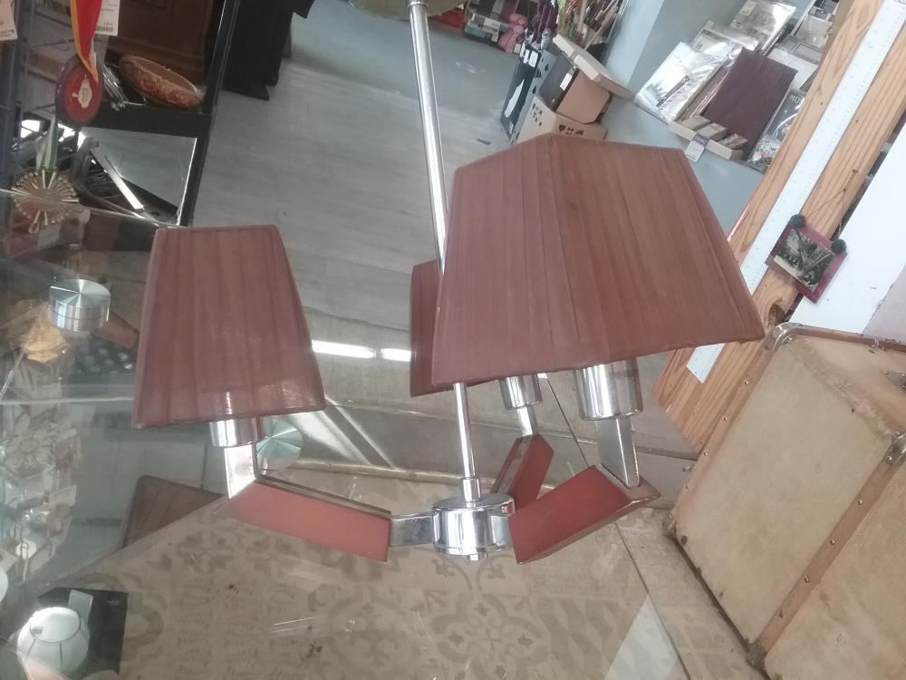 LUSTRE BOIS ET CHROME VINTAGE 