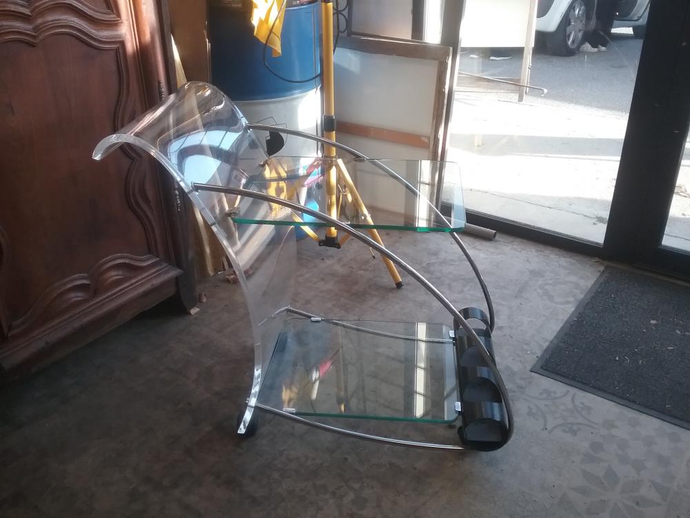 DESSERTE VERRE ET PLEXI VINTAGE 