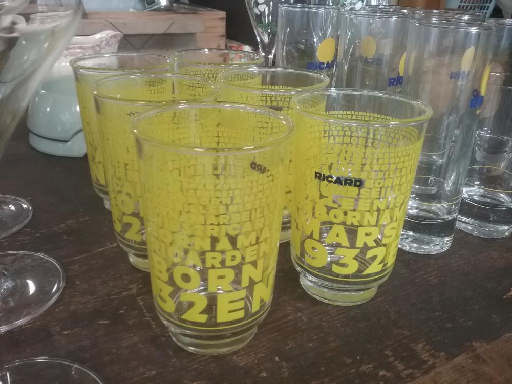 6 VERRES RICARD JAUNES