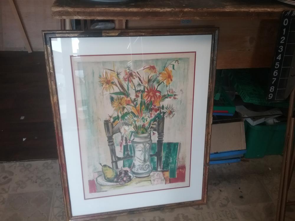 GRAVURE SIGNEE BOUQUET