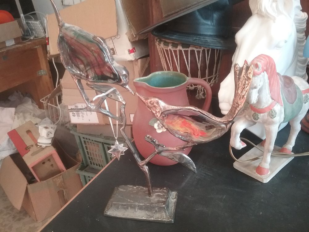 OISEAU BRONZE ET VERRE YVES LOHE