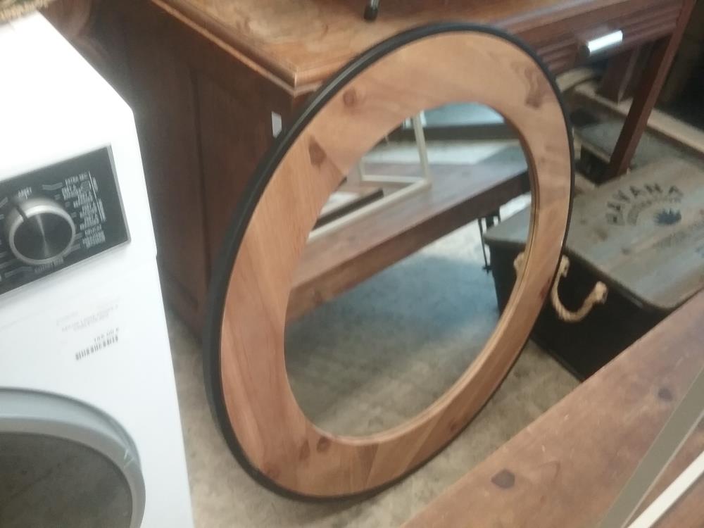 MIROIR ROND BOIS METAL