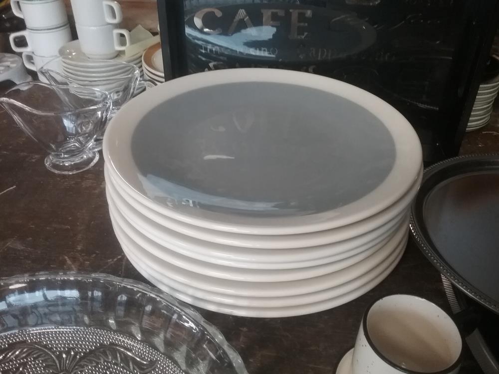 8 ASSIETTES BLANCHE ET BLEU