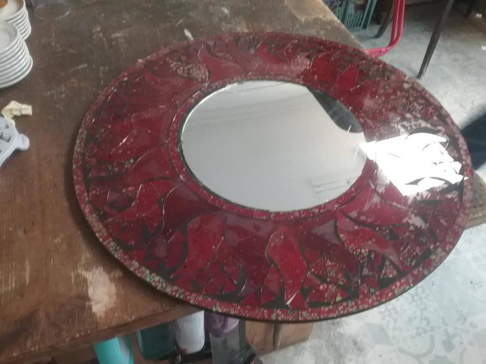 MIROIR MOZAIQUE ROUGE