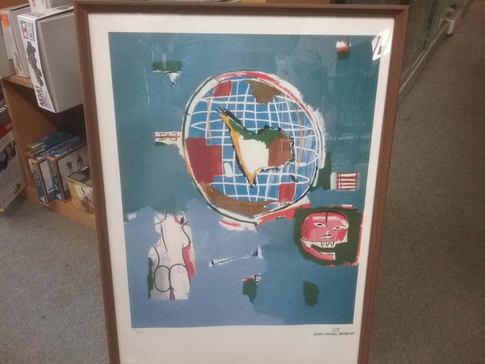 LITHOGRAPHIE SIGNÉE JEAN MICHEL BASQUIAT 157/300 AVEC CERTIFICAT D'AUTHENTICITÉ 