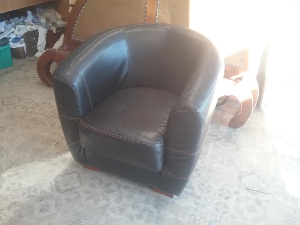 FAUTEUIL CABRIOLET CUIR MARRON
