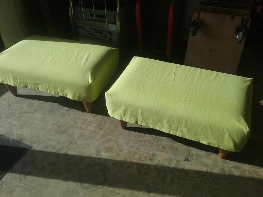 POUF TISSU VERT DEHOUSSABLE