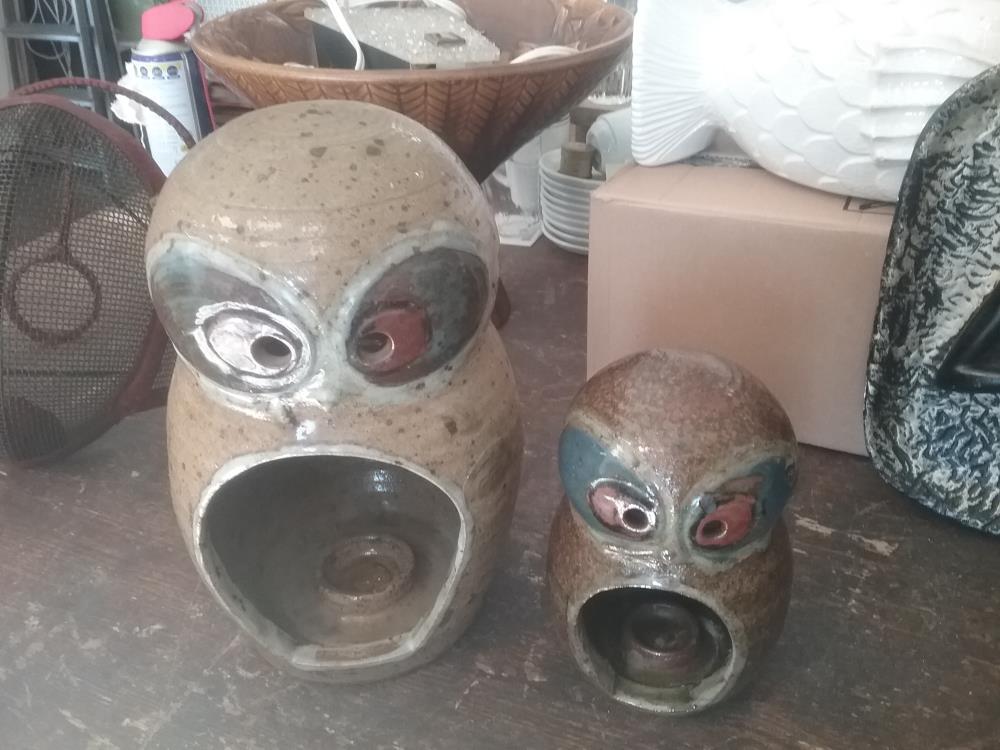 PAIRE DE BOUGEOIRS CHOUETTE