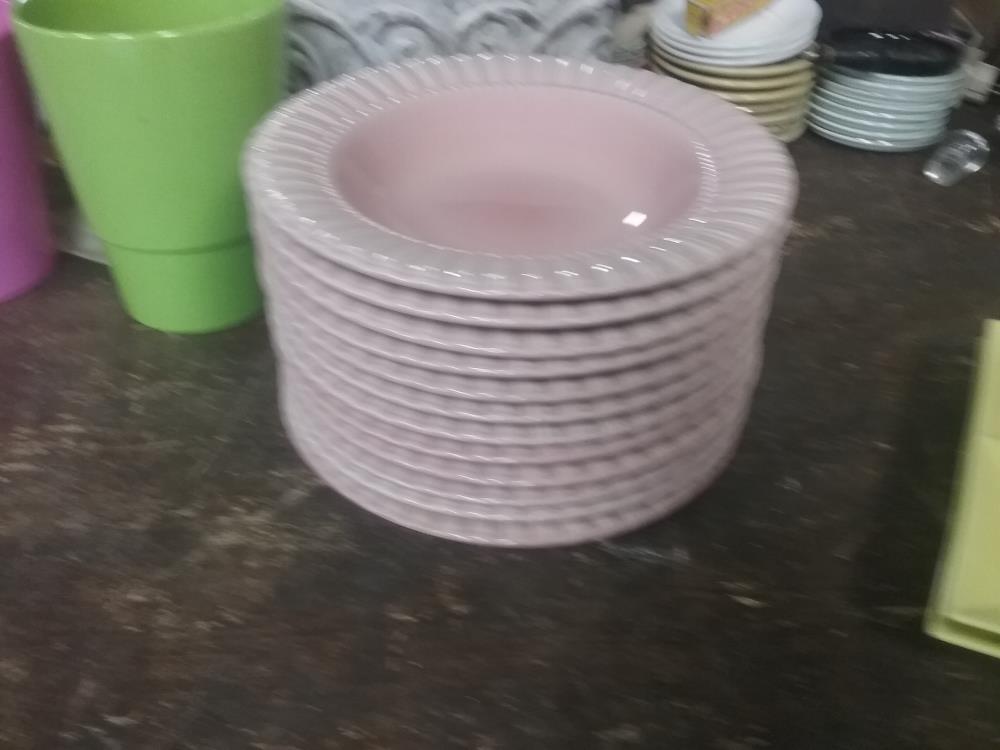 12 ASSIETTES CREUSE ROSE