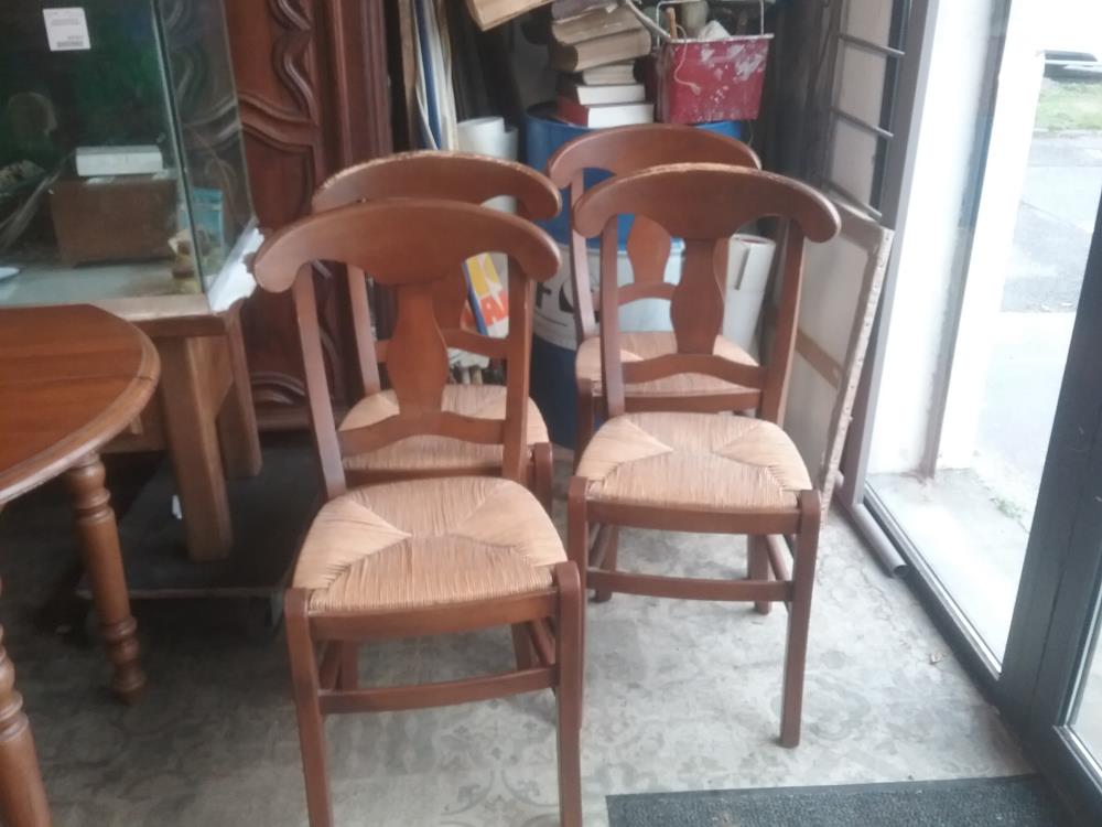 4 CHAISES PAILLEES