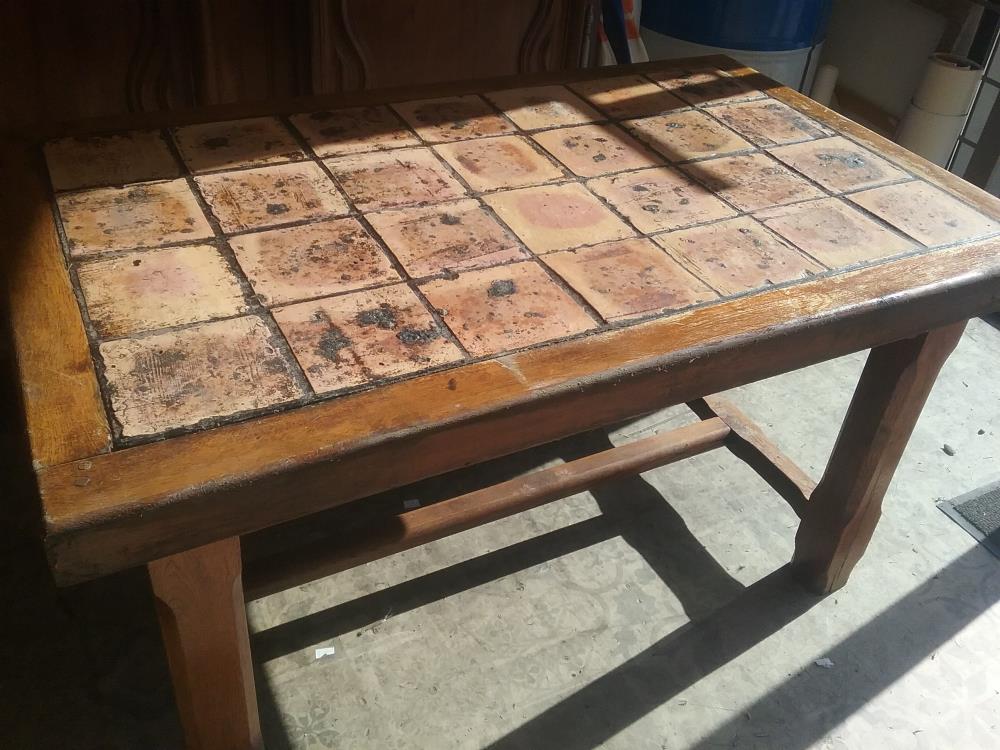 TABLE CHENE ET TOMETTE AN 60