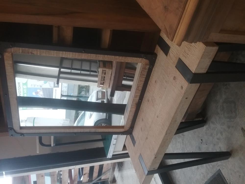 CONSOLE ET MIROIR BOIS ET FF