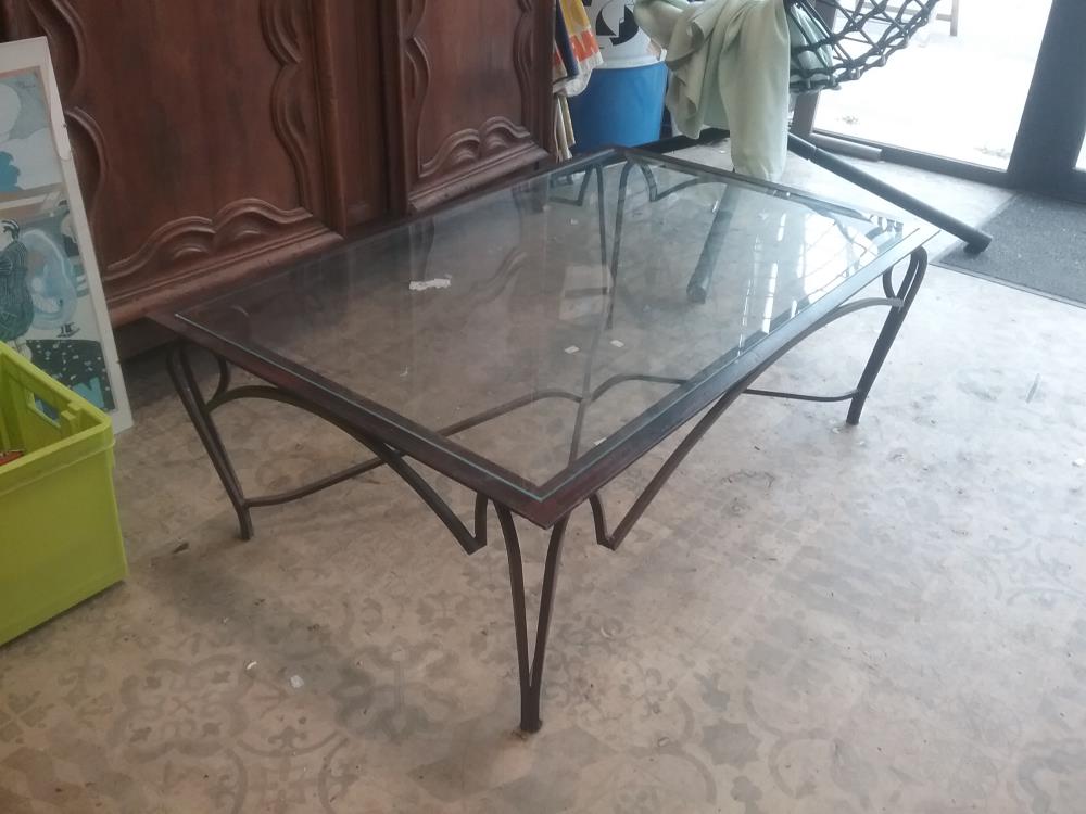 TABLE BASSE FF ET VERRE