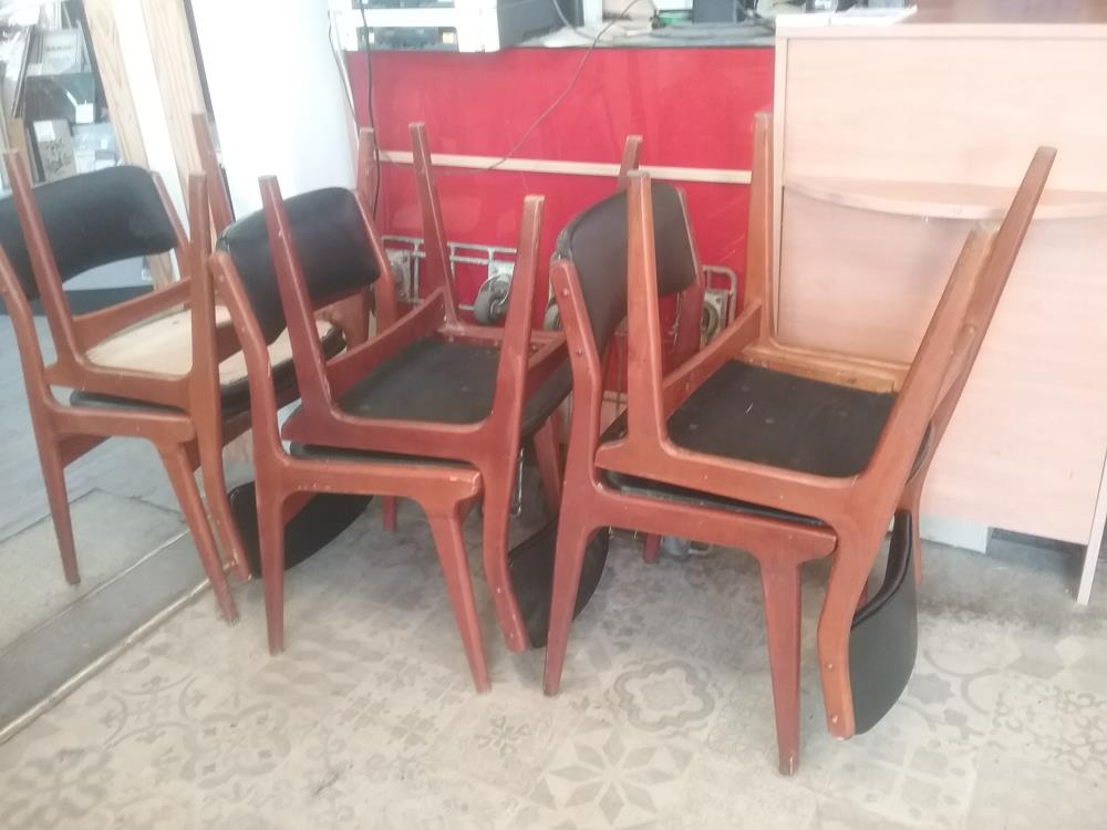 6 CHAISES BOIS ET SKAI 