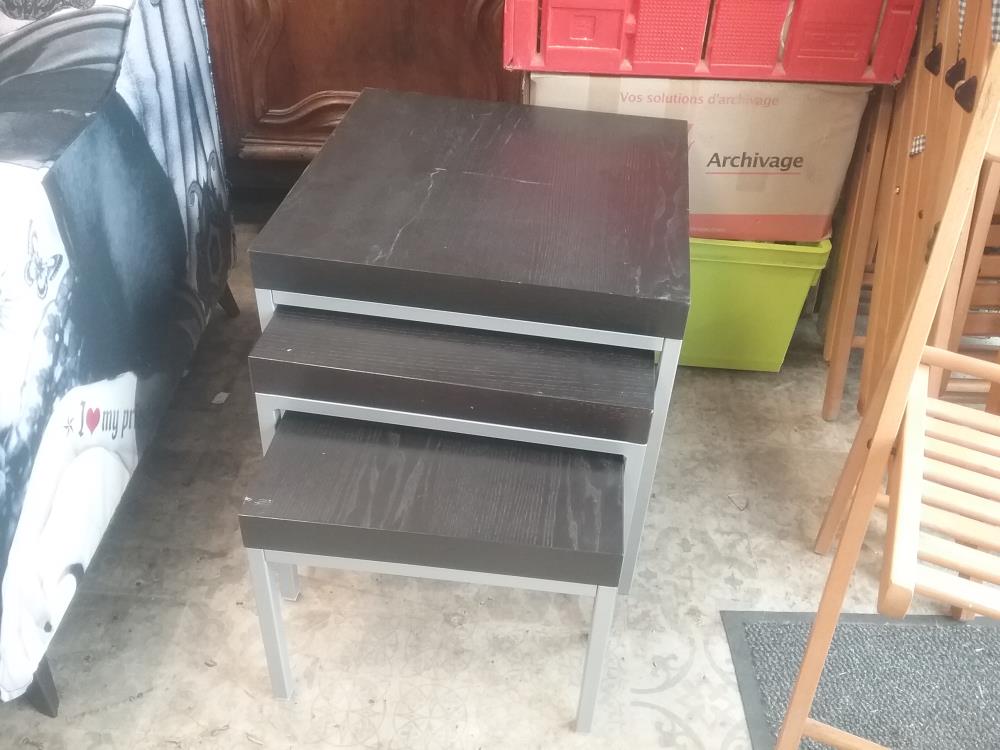 3 TABLES GIGOGNES BOIS METAL
