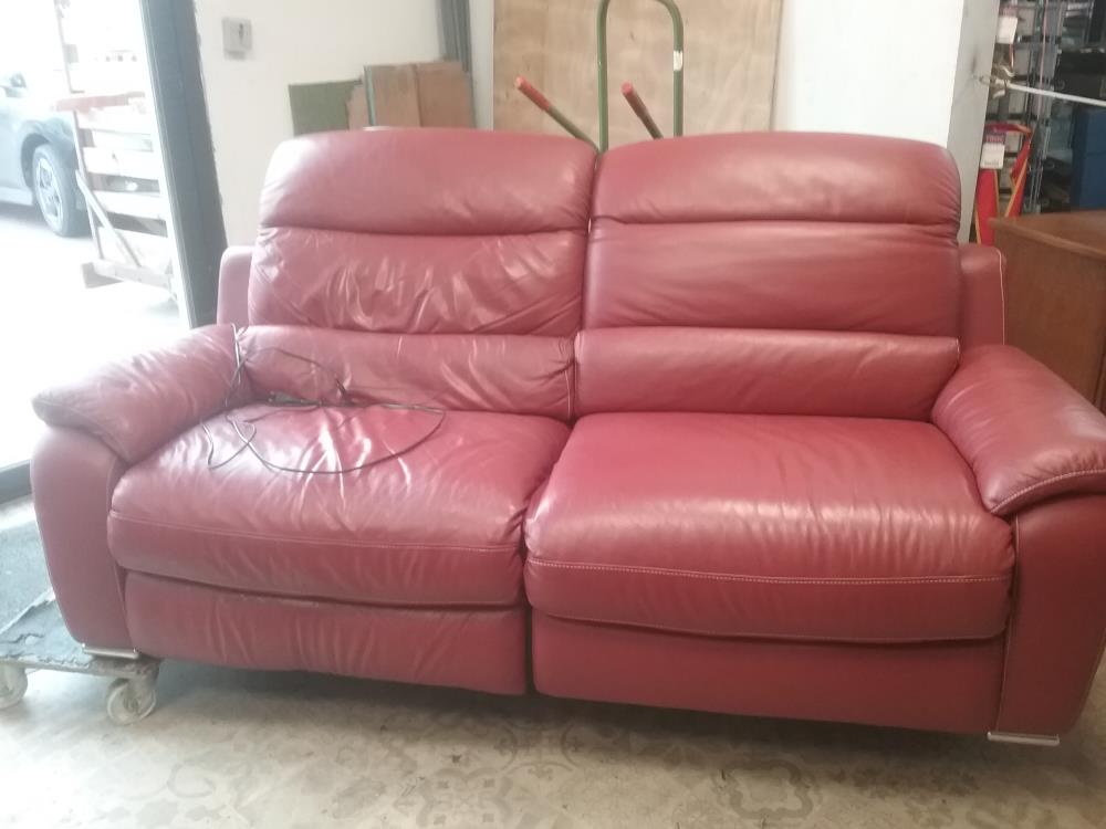 CANAPE 3PL CUIR ROUGERELAX ELECT