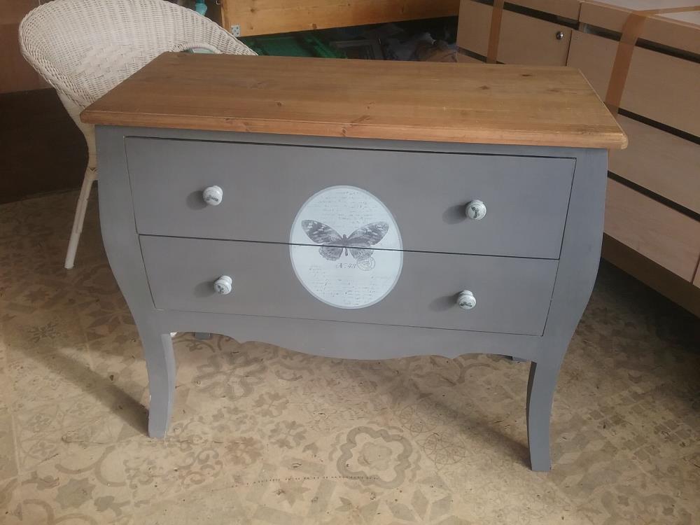 COMMODE GRISE PAPILLON MDM