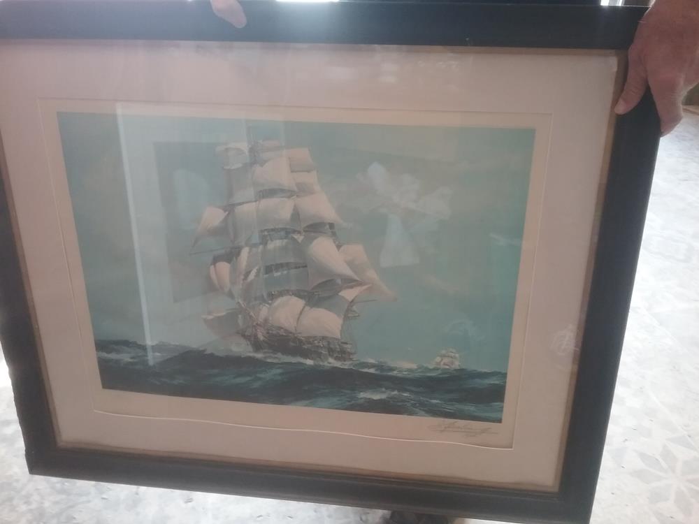 GRAVURE BATEAU COURSE DU THE