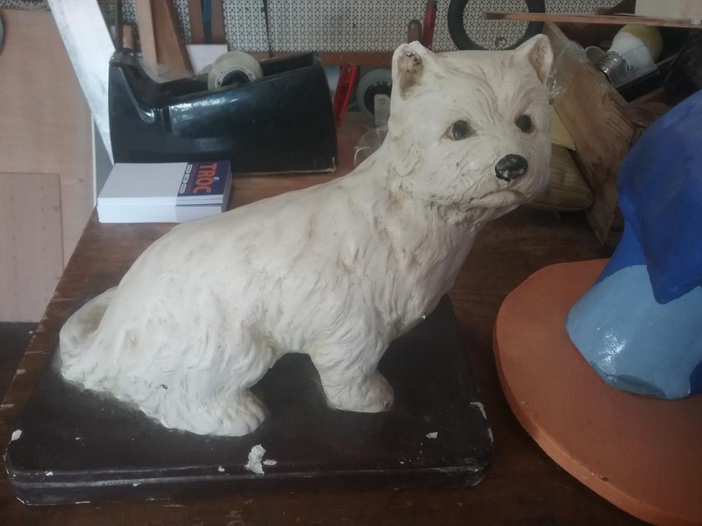 CHIEN BLANC EN PLATRE