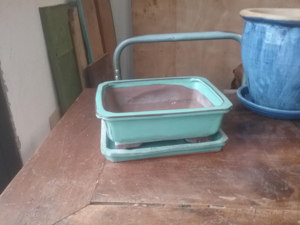 CACHE POT RECTANGLE ET SOUCOUPE