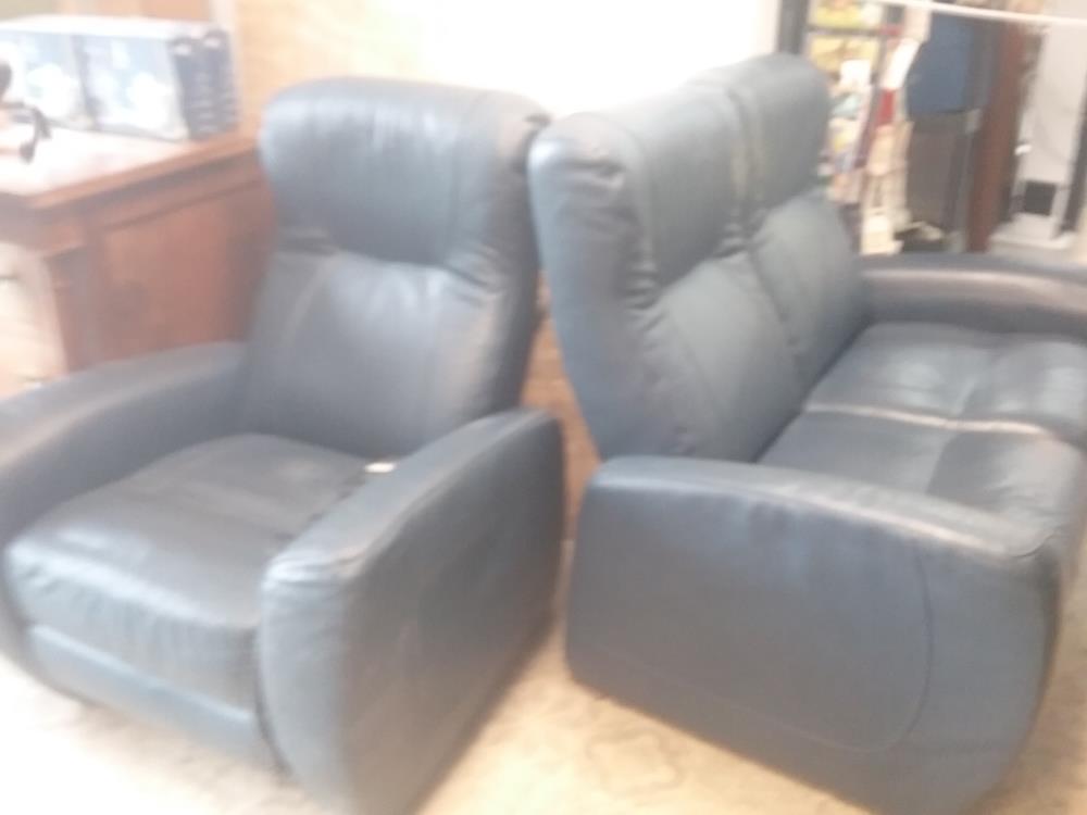 CANAPE 2P RELAX ET FAUTEUIL RELAX ELEC BLEU