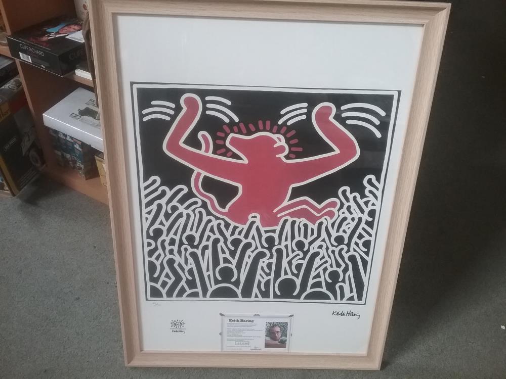 LITHOGRAPHIE SIGNÉE KEITH HARING 49/150 AVEC CERTIFICAT D'AUTHENTICITÉ 