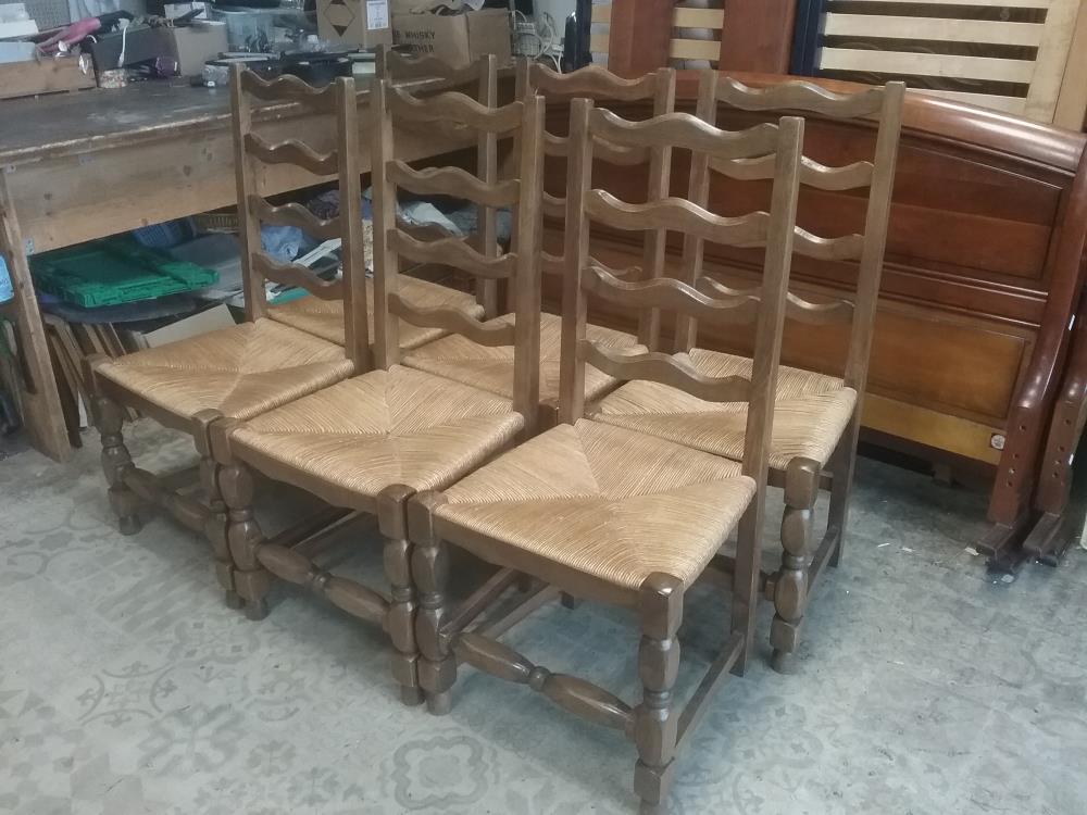 LOT DE 6 CHAISES PAILLEES BOIS 