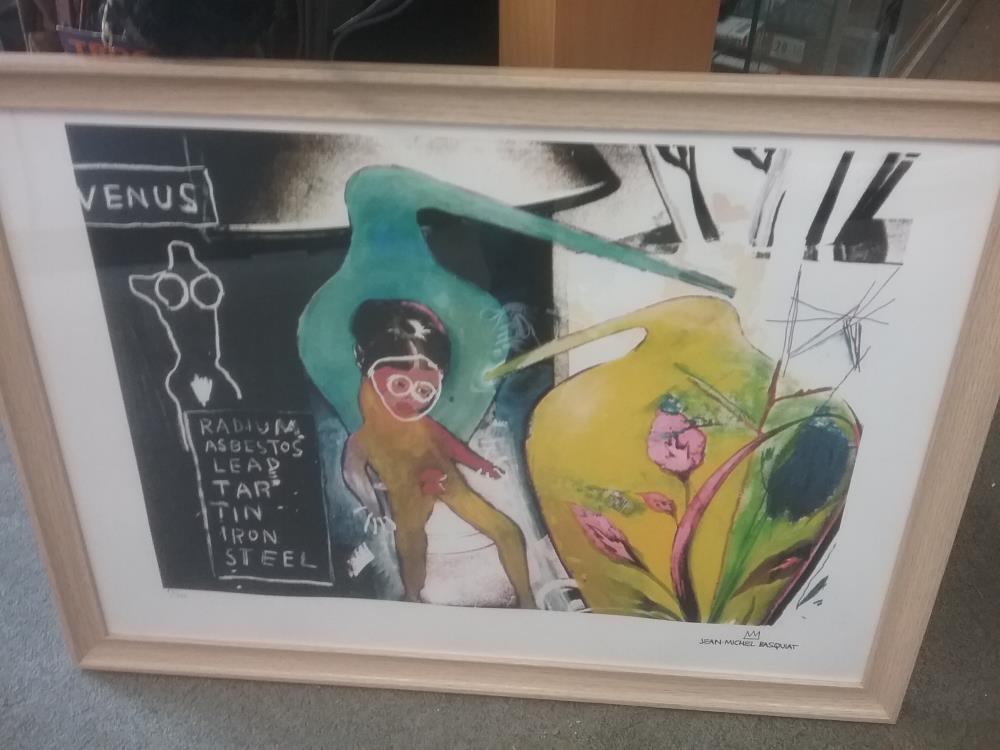 LITHOGRAPHIE SIGNEE JEAN MICHEL BASQUIAT 65/300 AVEC CERTIFICAT D'AUTHENTICITÉ 
