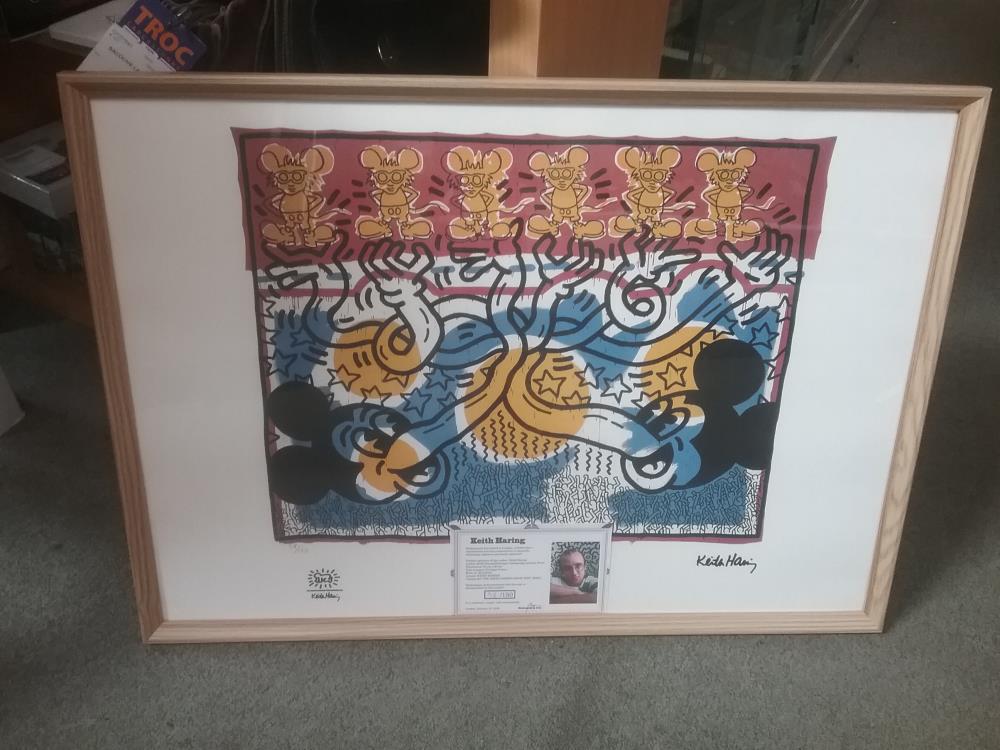 LITHOGRAPHIE SIGNÉE KEITH HARING 58/150 AVEC CERTIFICAT D'AUTHENTICITÉ 