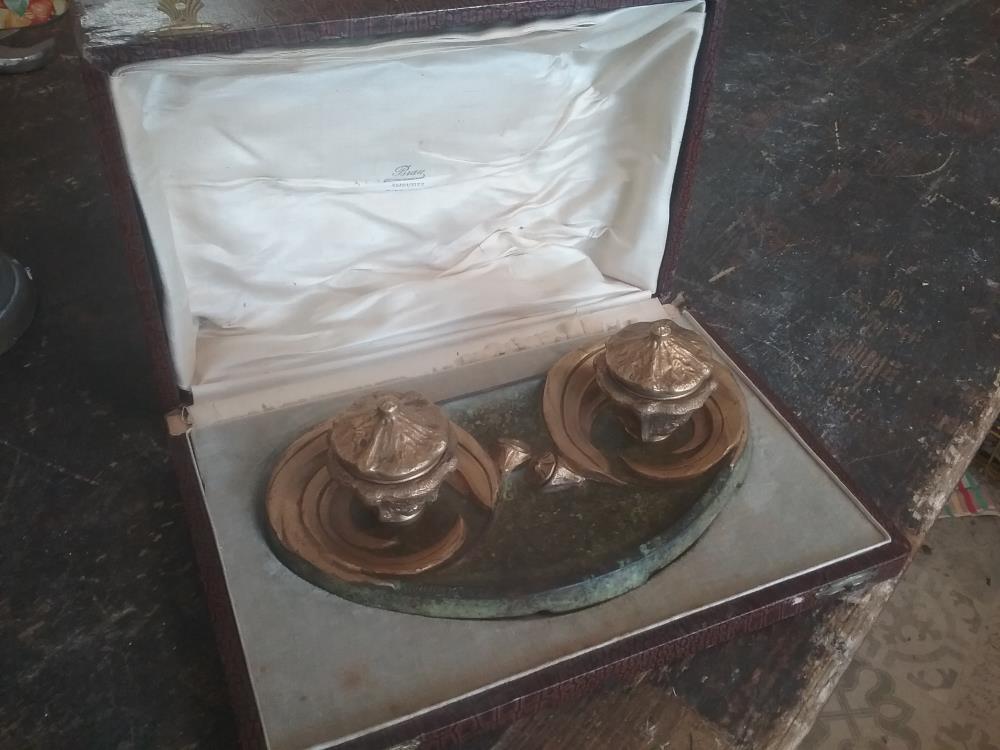 ENCRIER DOUBLE BRONZE DUMAY