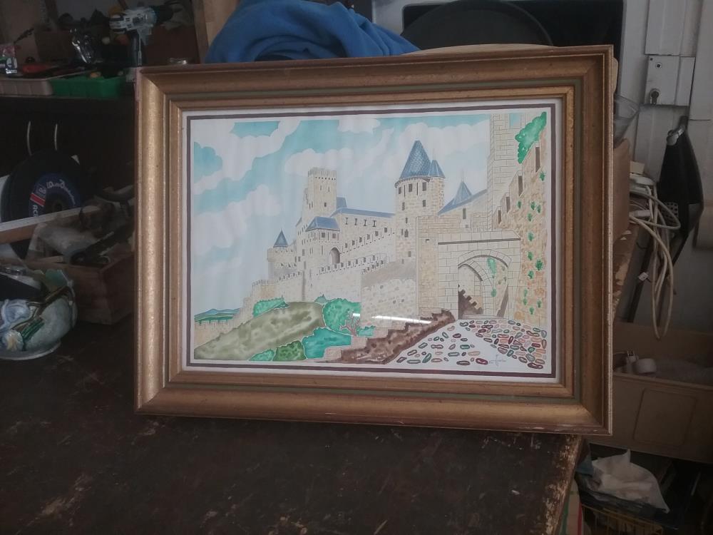 CADRE DORE CARCASSONNE AQUARELLE 