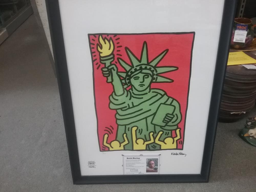 LITHOGRAPHIE SIGNÉE KEITH HARING 83/150 AVEC CERTIFICAT D'AUTHENTICITÉ 