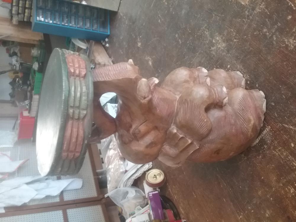 ELEPHANT PORTE POT BOIS 