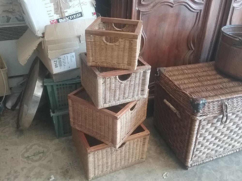 4 CORBEILLES BOIS ET OSIER