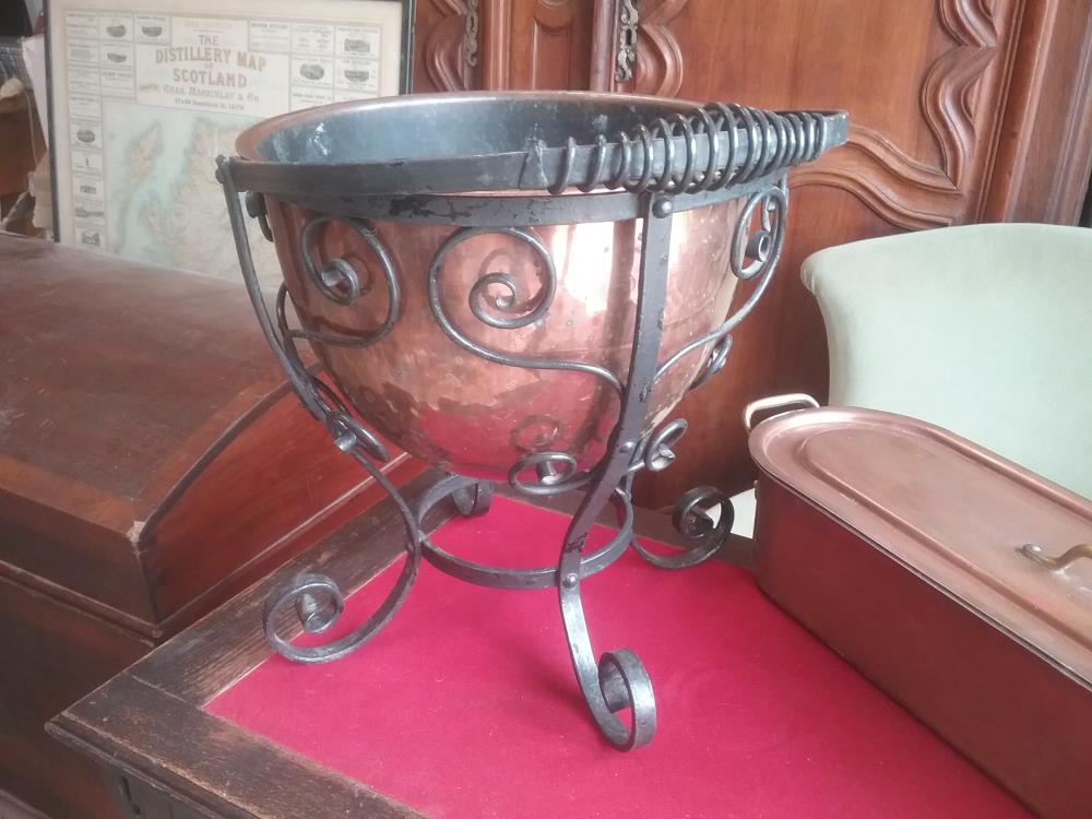 CACHE POT FF ET CUIVRE