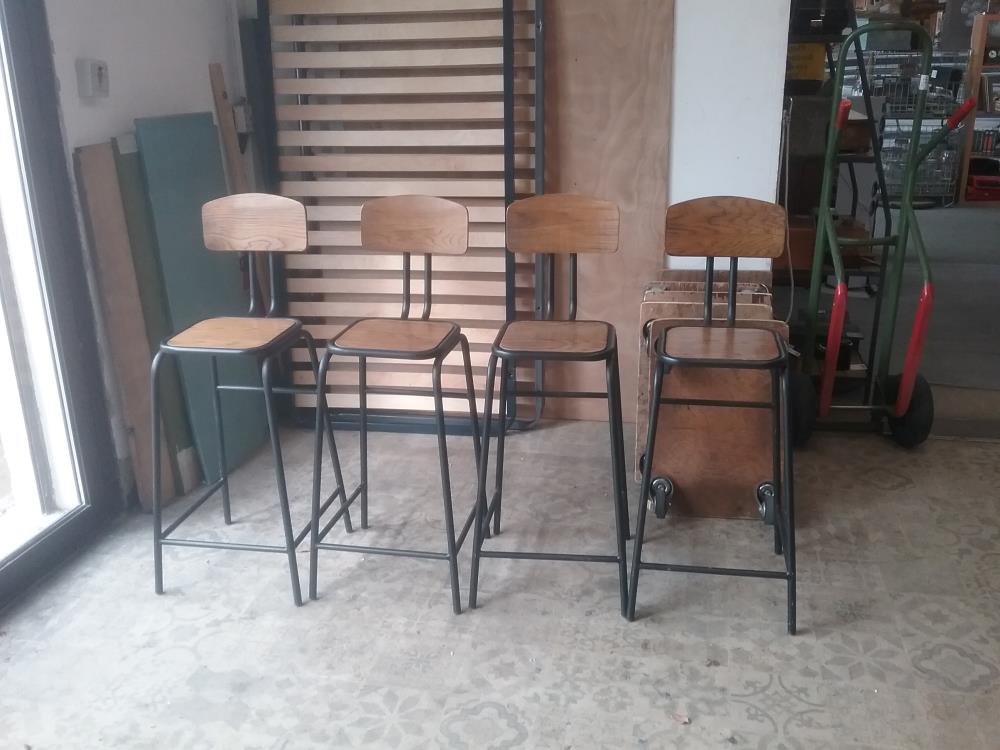 TABOURET METAL BOIS