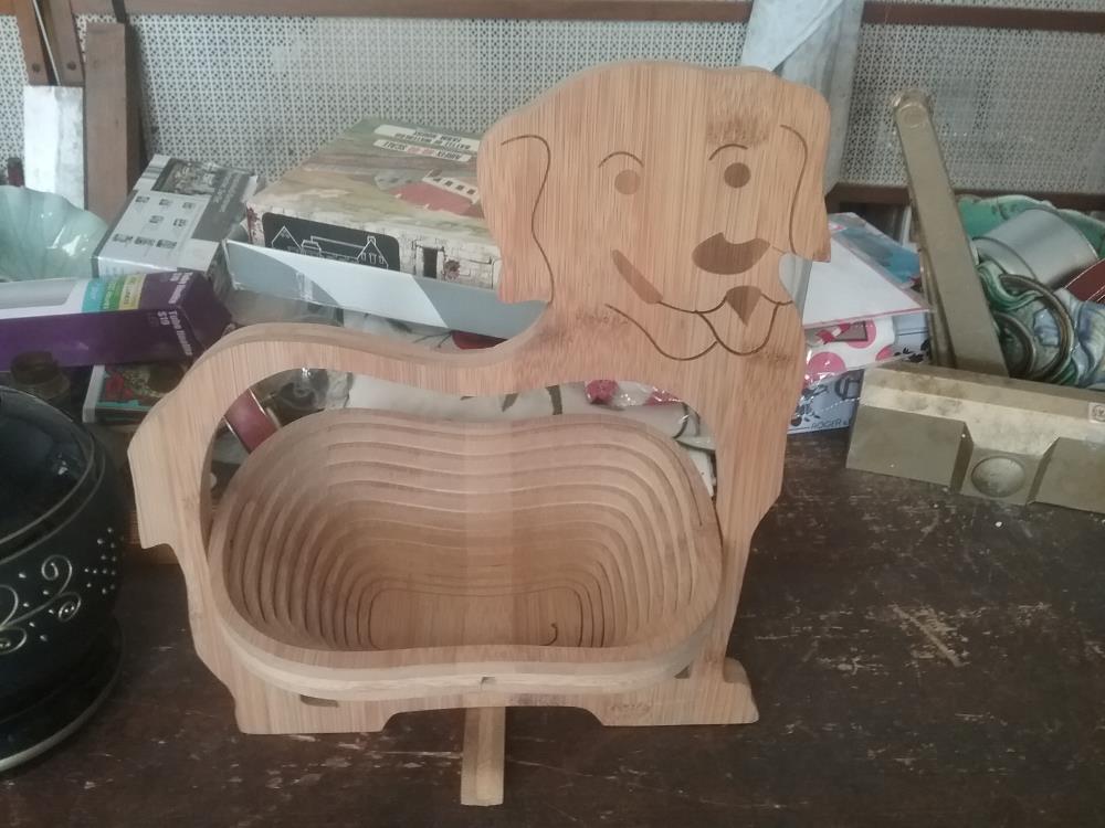 PANIER A FRUITS CHIEN  BOIS