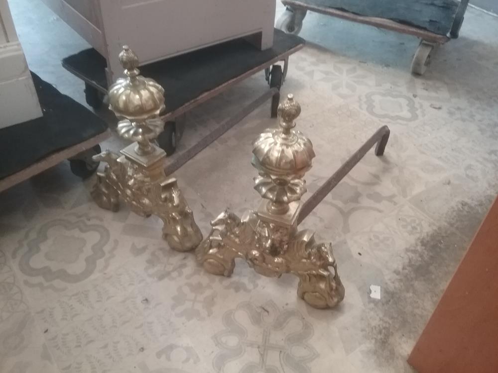 PAIRE DE CHENETS CHEVAUX