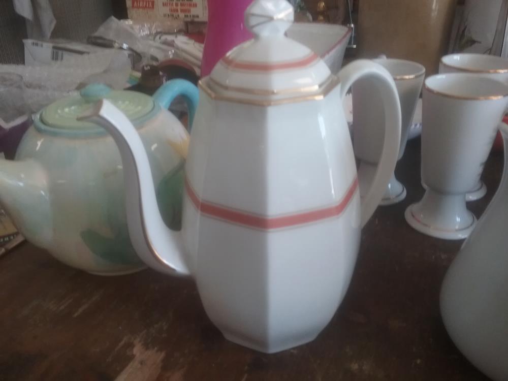 CAFETIERE PORCELAINE LISERÉ ORANGE 