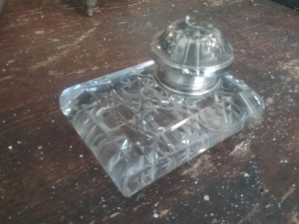 ENCRIER ARGENT CRISTAL