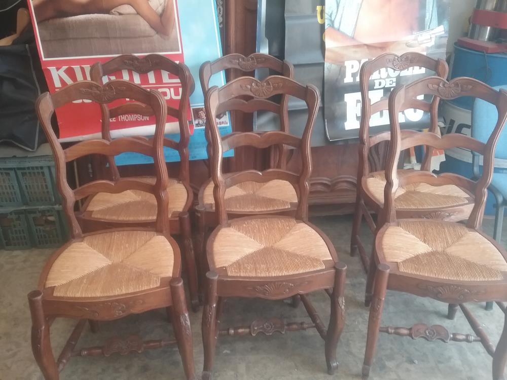6 CHAISES PAILLEES 