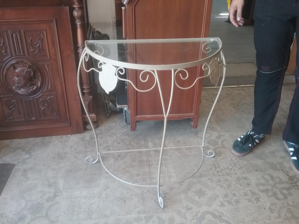 CONSOLE METAL ET VERRE