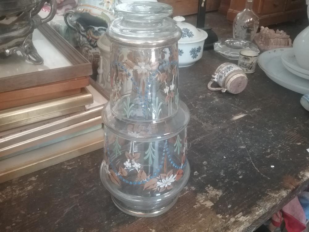 CARAFE DE NUIT ET VERRE EMAILLE