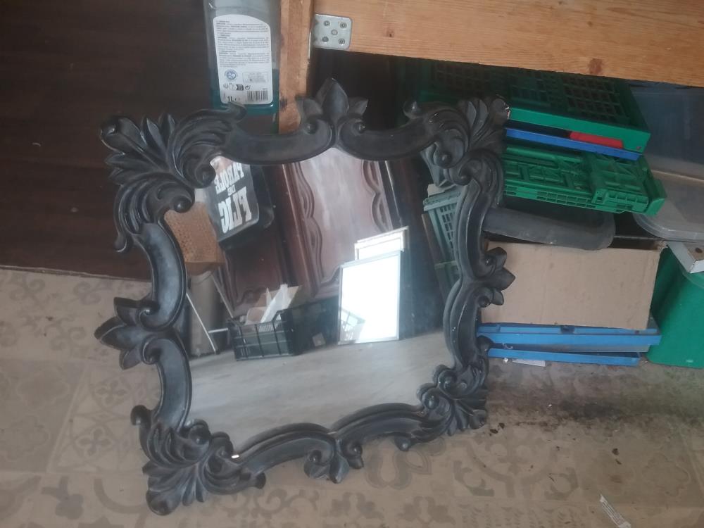 MIROIR CARRE CADRE BOIS NOIR