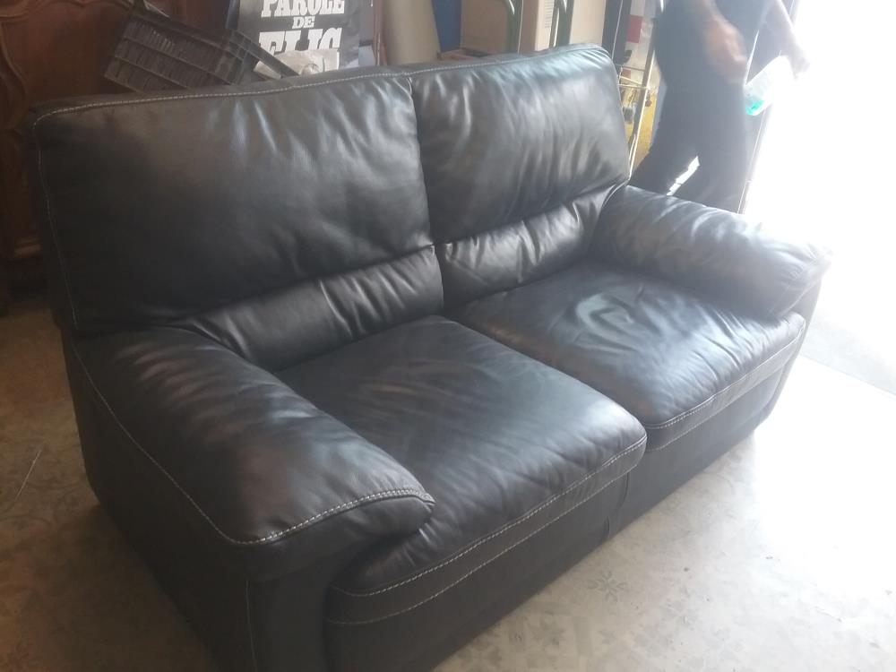 CANAPE CUIR NOIR 2PL