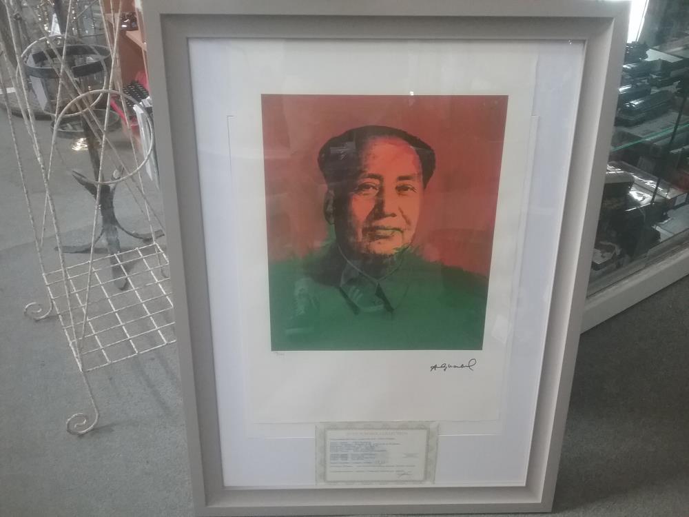 LITHOGRAPHIE SIGNÉE ANDY WARHOL 59/100 AVEC CERTIFICAT D'AUTHENTICITÉ 