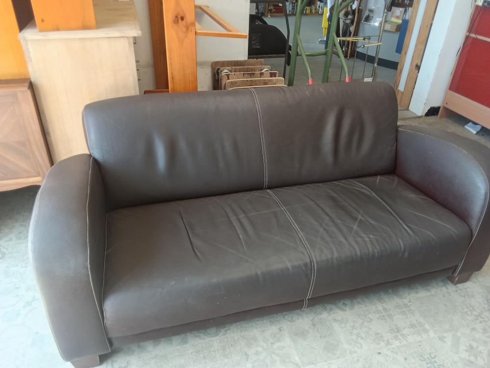 CANAPE CUIR 2P MARRON