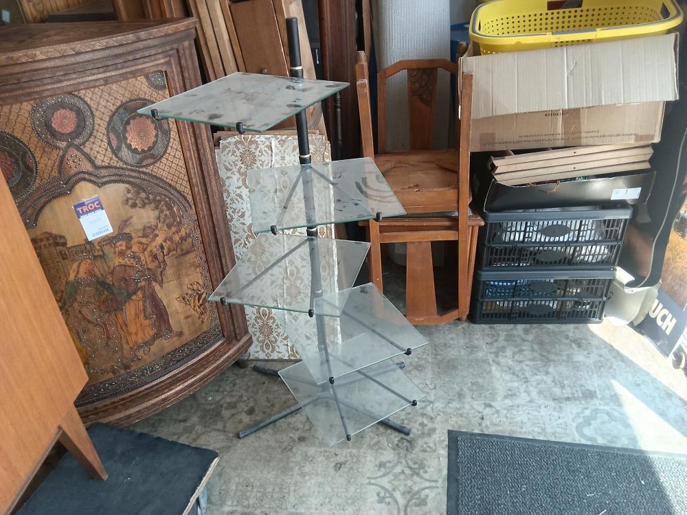 SUPPORT VINTAGE VERRE METAL