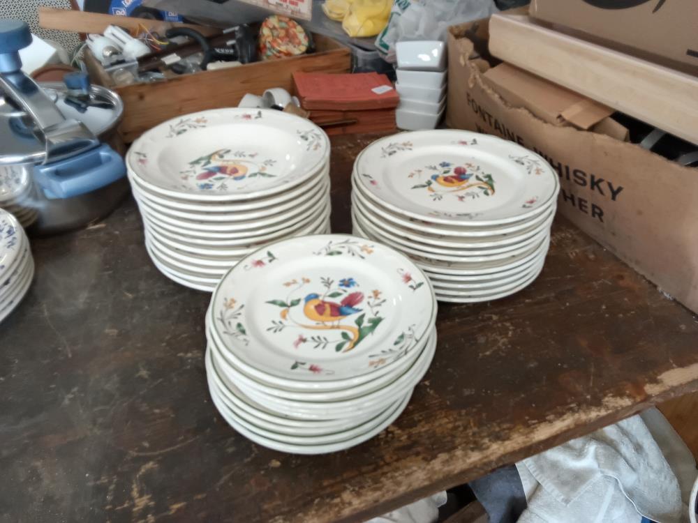 SERVICE 30 ASSIETTES DECOR OISEAU