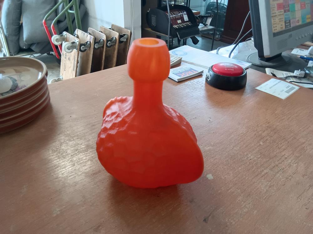 VASE PATE DE VERRE ORANGE COLOQUINTE AN 20